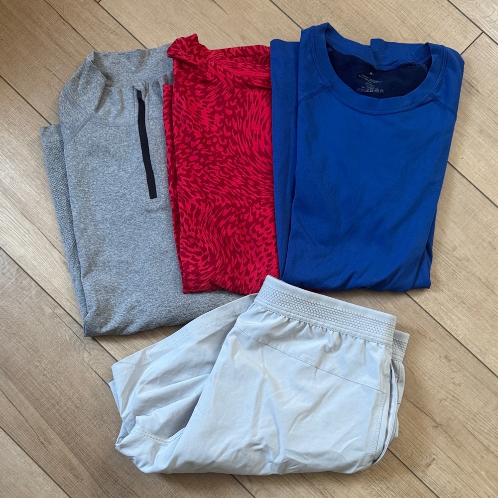 Men's Athletic Shorts and shirts Set - Gray, Red, Blue, and stone